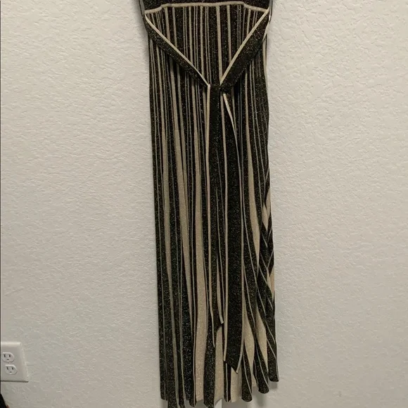 Zimmermann Metallic Gold Black Scoop Neck Midi Dress Size 1